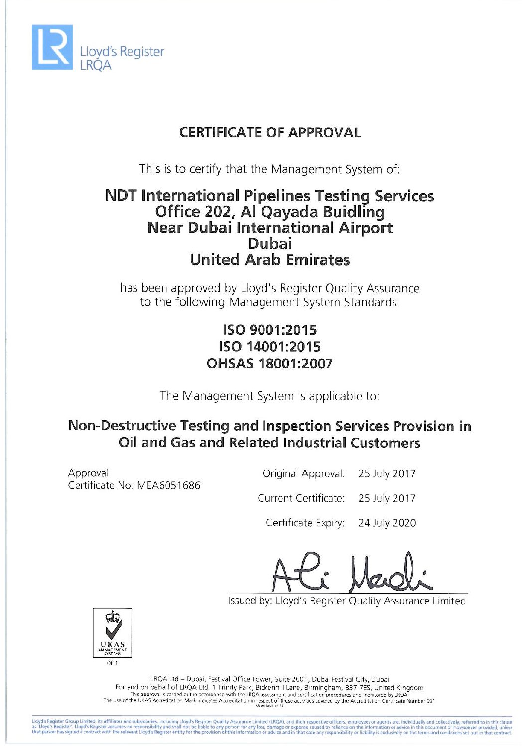 Certificates - NDT
